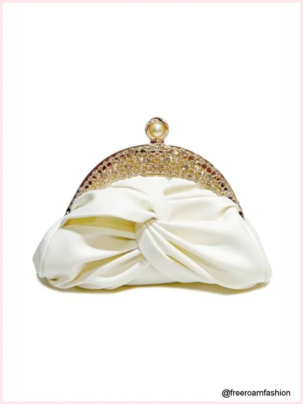PU Leather Rhinestone Evening Clutch with Crystal Buckle, Detachable Chain